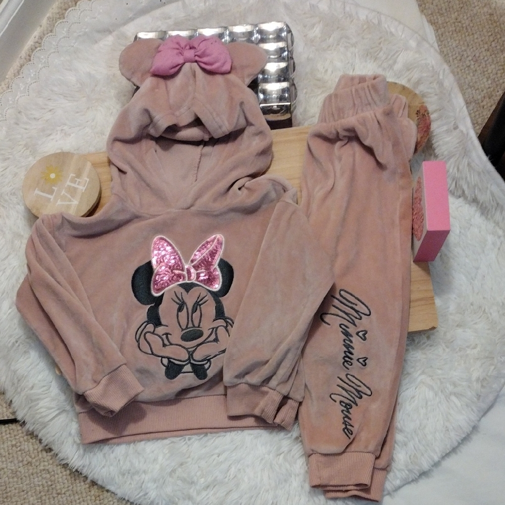 Disney Minnie Mouse Plush Velour Set Girl 3T